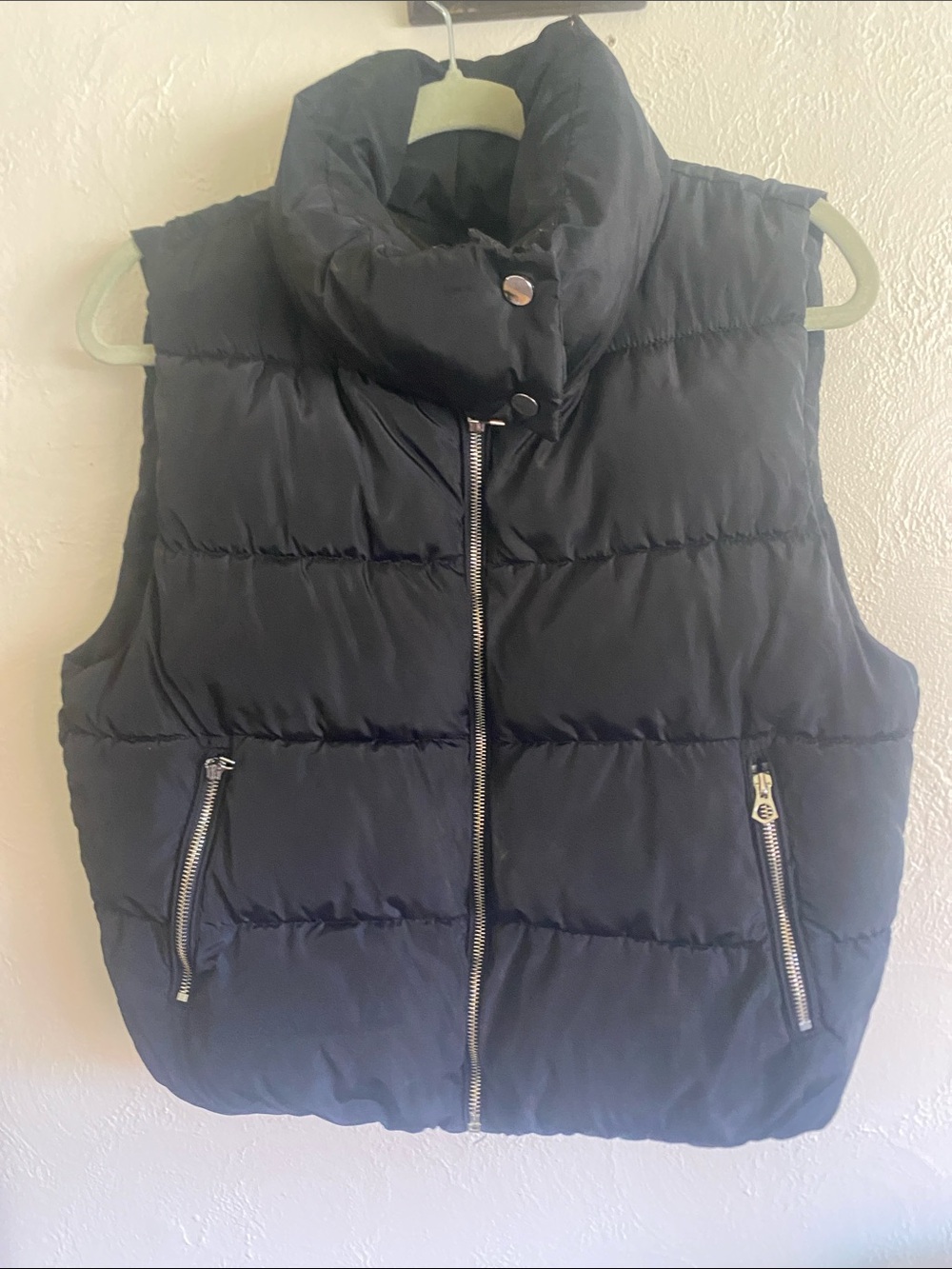 stradivarius Black Quilted Puffer Vest with High Collar